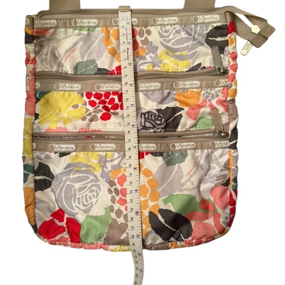 LeSportsac 3 Zip Crossbody bright Floral Nylon Swingpack - Picture 6 of 7